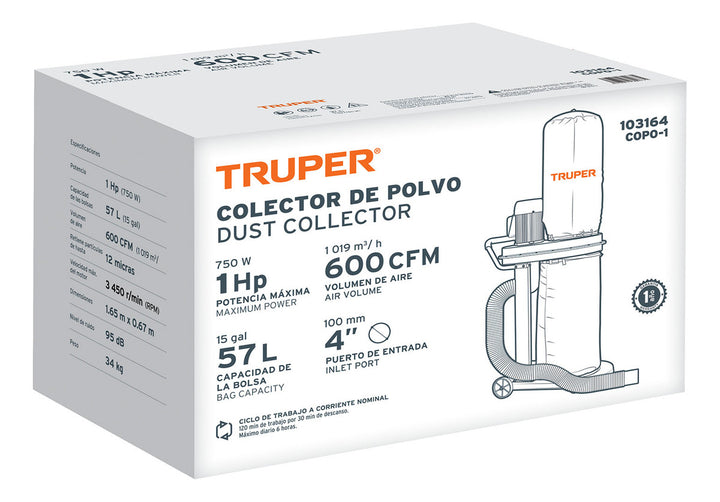 Colector De Polvo 1 Hp, Truper - Mundo Tool 
