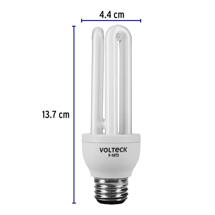 Lámpara triple T3 15 W luz de día en blíster, Volteck - Mundo Tool 