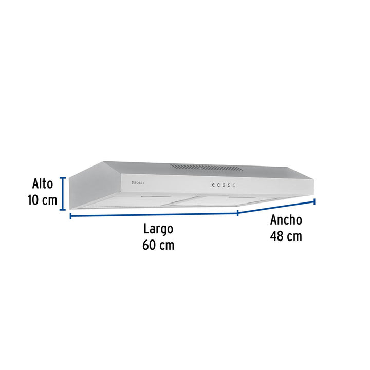 Campana extractora 60cm, empotrable, acero inoxidable, Foset - Mundo Tool 