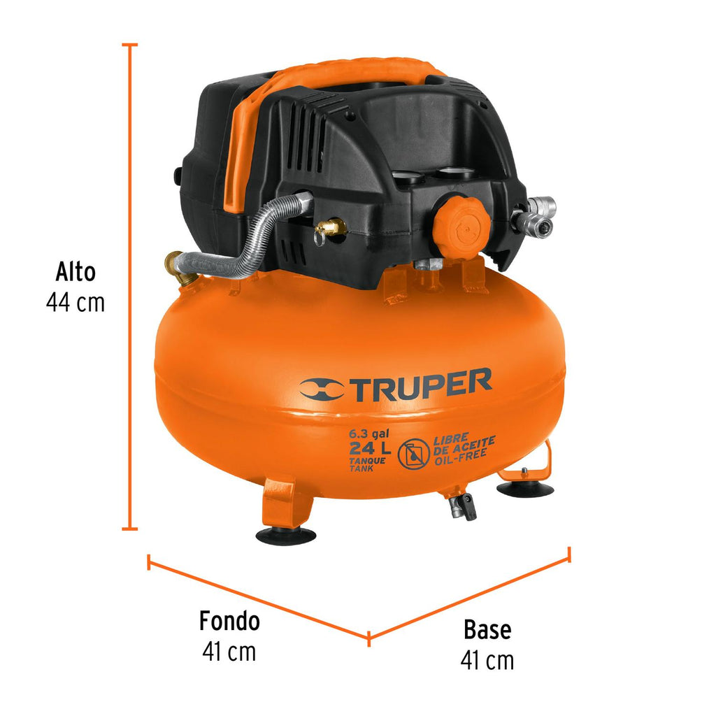 Compresor libre de aceite compacto 24L, 2-2/3HP 127V Truper - Mundo Tool 
