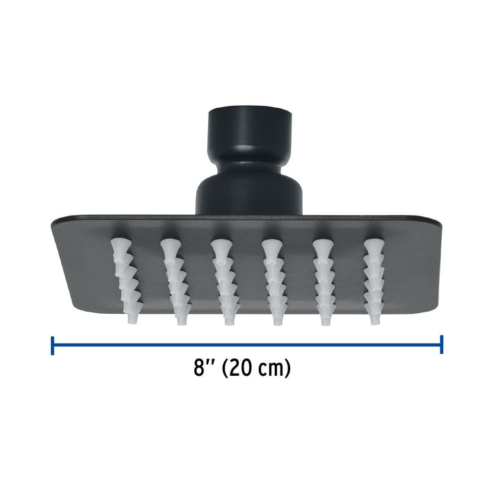 Regadera cuadrada 4", acero inox, sin brazo, negro, Tubig - Mundo Tool 