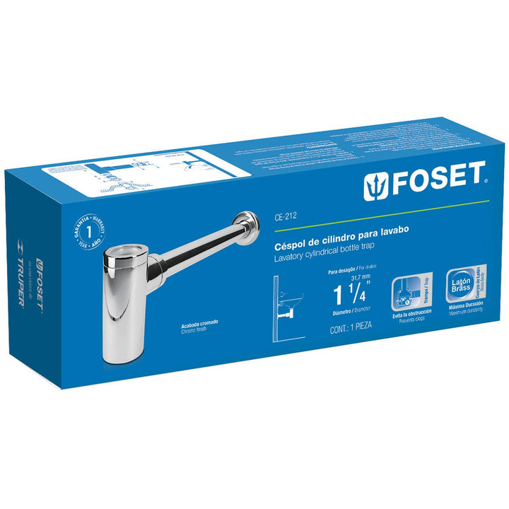 Céspol de bote p/lavabo minimalista s/contra, cromo, 1-1/4' Foset - Mundo Tool 