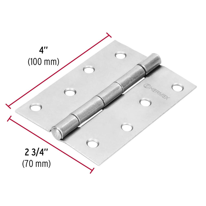 Bisagra Rectangular 4' Acero Pulido Hermex - Mundo Tool 