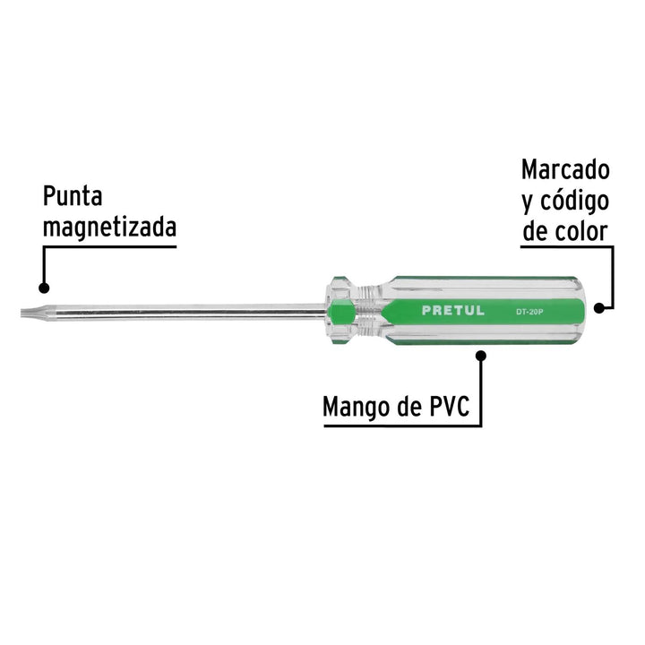 Desarmador punta Torx T 20 mango de PVC, Pretul - Mundo Tool 