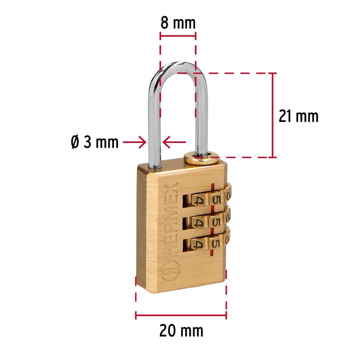 Candado De Latón 20mm De Combinación Hermex - Mundo Tool 