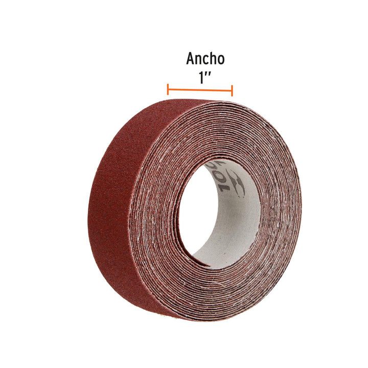Lija para plomero grano 100 ancho 1". Rollo de 5 m - Mundo Tool 