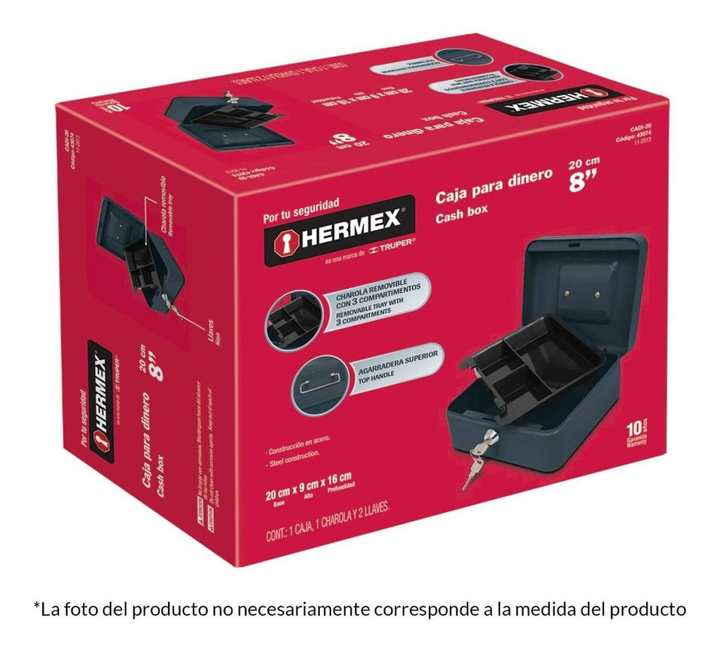 Caja De Dinero 25 Cm Hermex - Mundo Tool 
