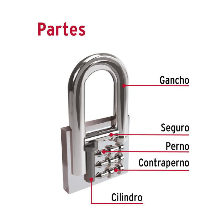 Candado de hierro 32 mm gancho largo en caja - Mundo Tool 