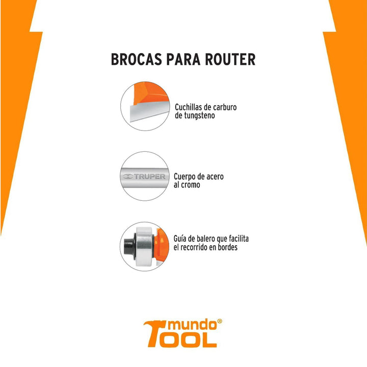 Broca Para Router Redondeado 1 Con Balero - Mundo Tool 