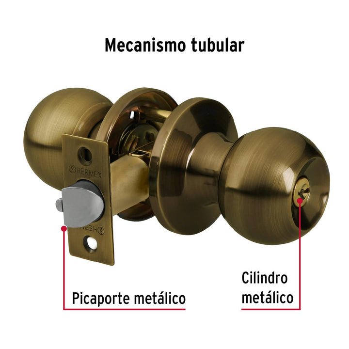 Cerradura esfera tubular entrada antiguo Basic blister Hermex - Mundo Tool 