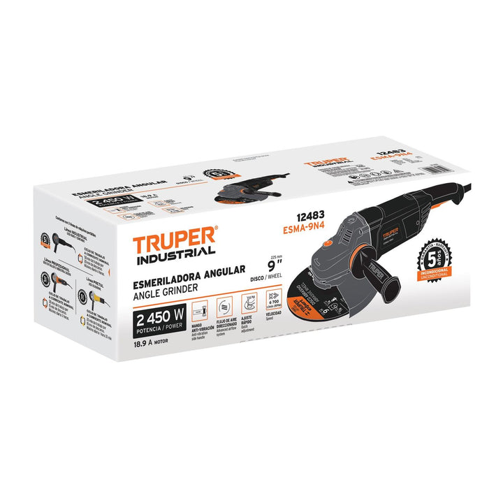 Esmeriladora angular 9" 2450 W, Truper Expert - Mundo Tool 