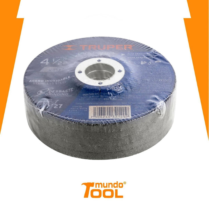 Disco para desbaste de acero inoxidable, tipo 27, 4-1/2' Truper - Mundo Tool 