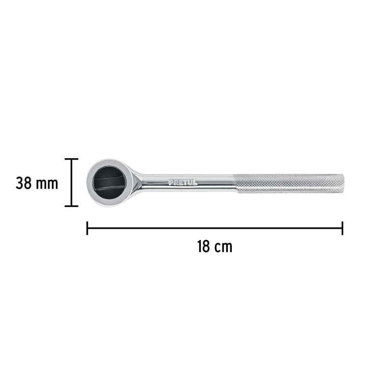 Matraca cuadro 3/8" cabeza redonda con disco, Pretul - Mundo Tool 