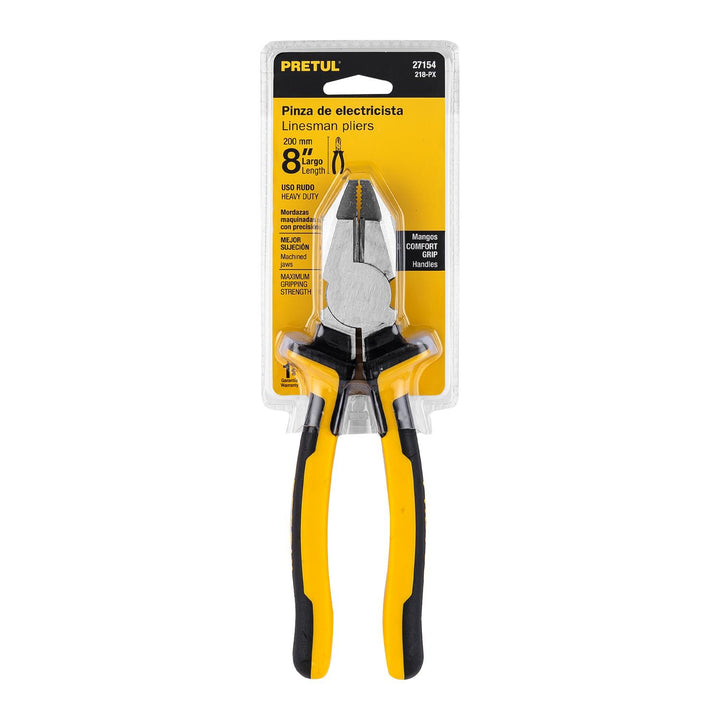 Pinzas de electricista, uso rudo Comfort Grip, Pretul - Mundo Tool 