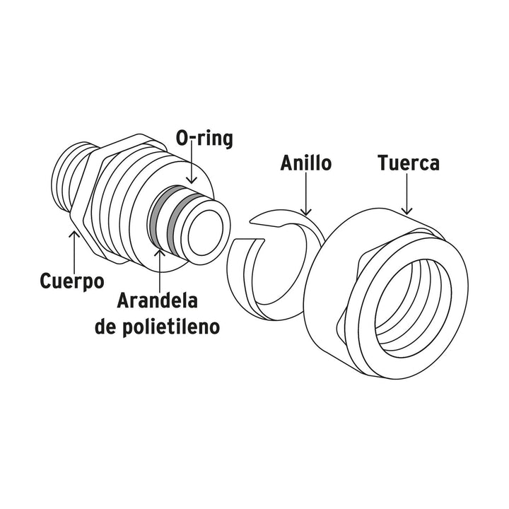 Conector para PEALPE, 1/2', con rosca macho, Foset - Mundo Tool 