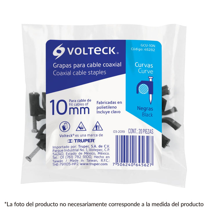 Grapa Curva 12 Mm Negra Bolsa Con 20 Piezas Volteck - Mundo Tool 