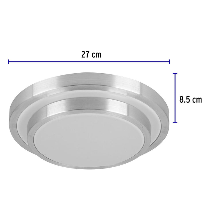 Luminario LED 18 W plafón decorativo metálico luz día, Basic - Mundo Tool 