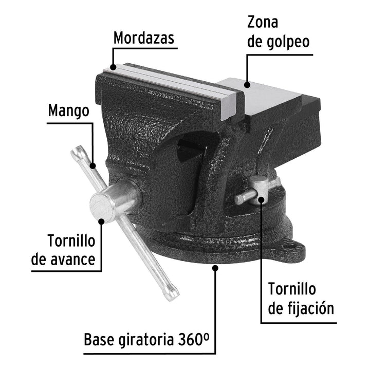 Tornillo de banco 4" de hierro gris, Pretul - Mundo Tool 