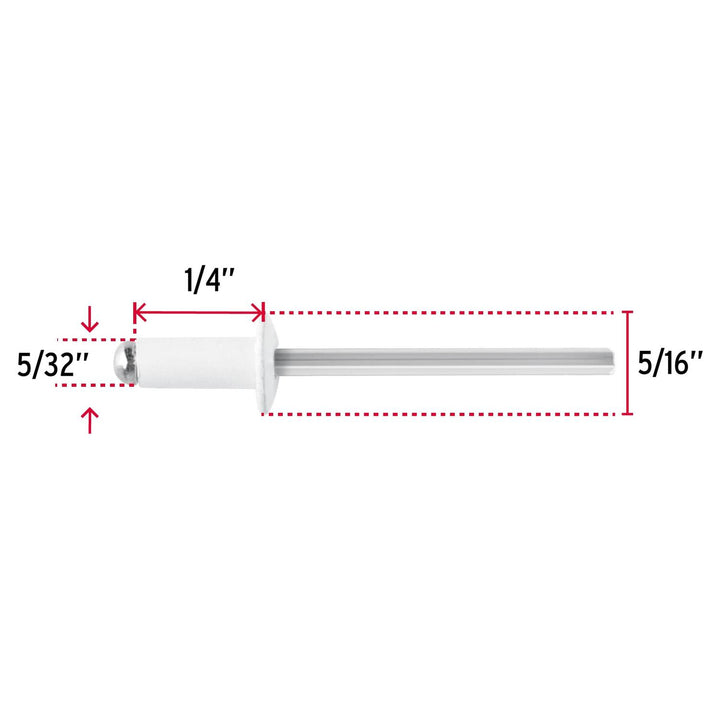 Bolsa c/50 remaches 5/32"x1/4" blancos aluminio, ala 5/16" - Mundo Tool 