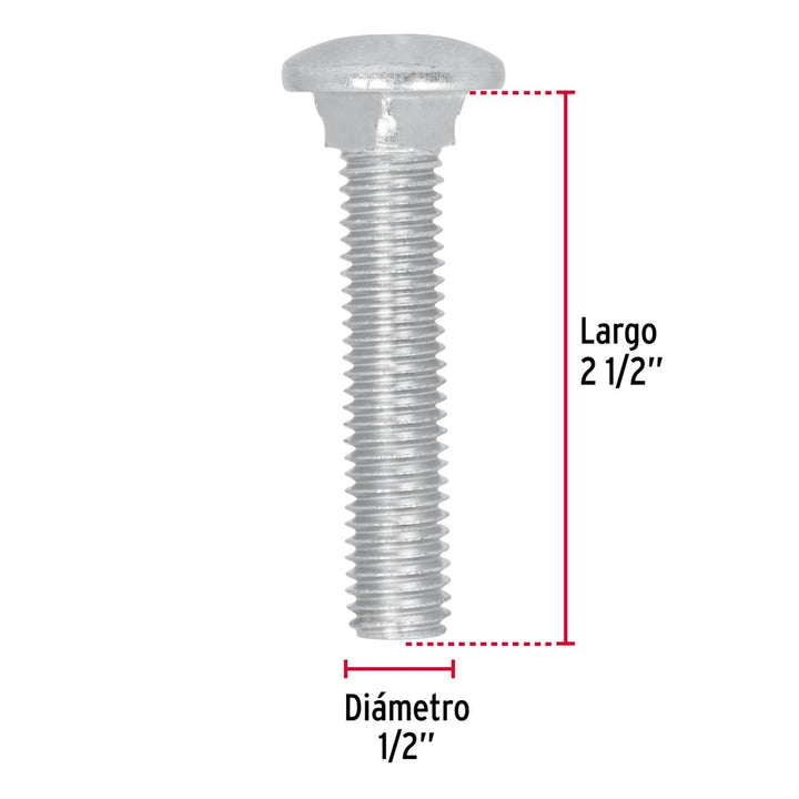 Tornillo tipo coche, 1/2 x 2-1/2', bolsa con 20 piezas Fiero - Mundo Tool 