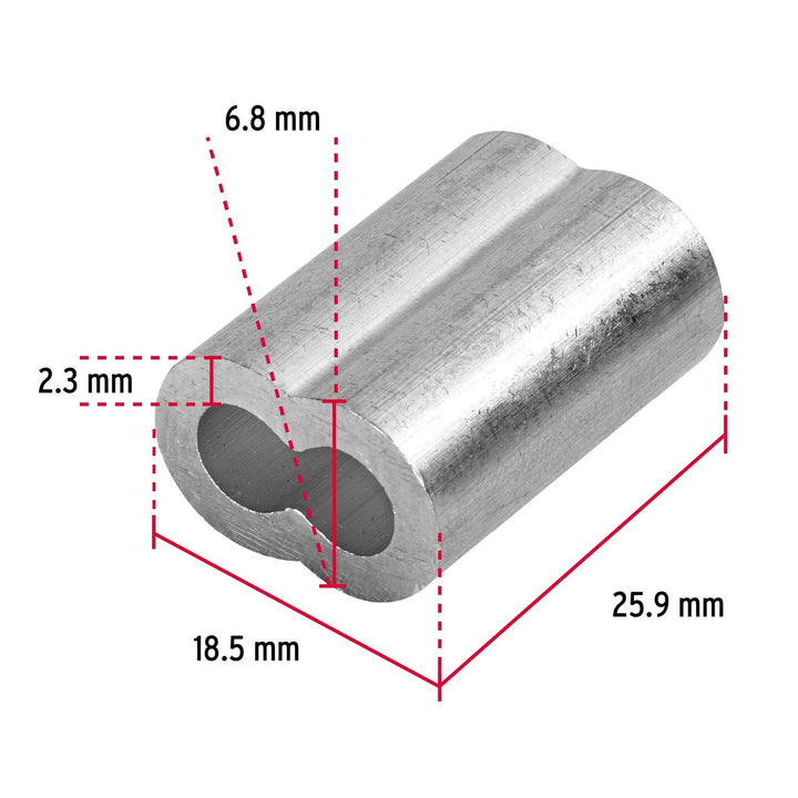 Bolsa con 50 casquillos dobles de aluminio, 1/4", Fiero - Mundo Tool 