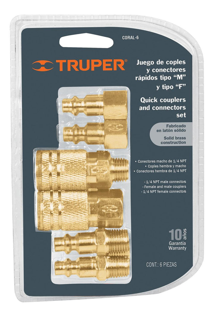 Juego De 4 Conectores Y 2 Coples Para Compres Truper - Mundo Tool 