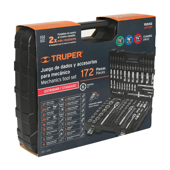 Juego de 172 herramientas 1/4", 3/8" y 1/2" std p/mecánico - Mundo Tool 