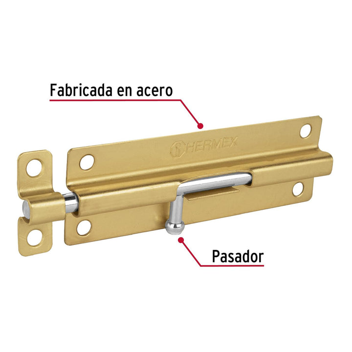 Pasador de barril de acero latón 6", Hermex - Mundo Tool 