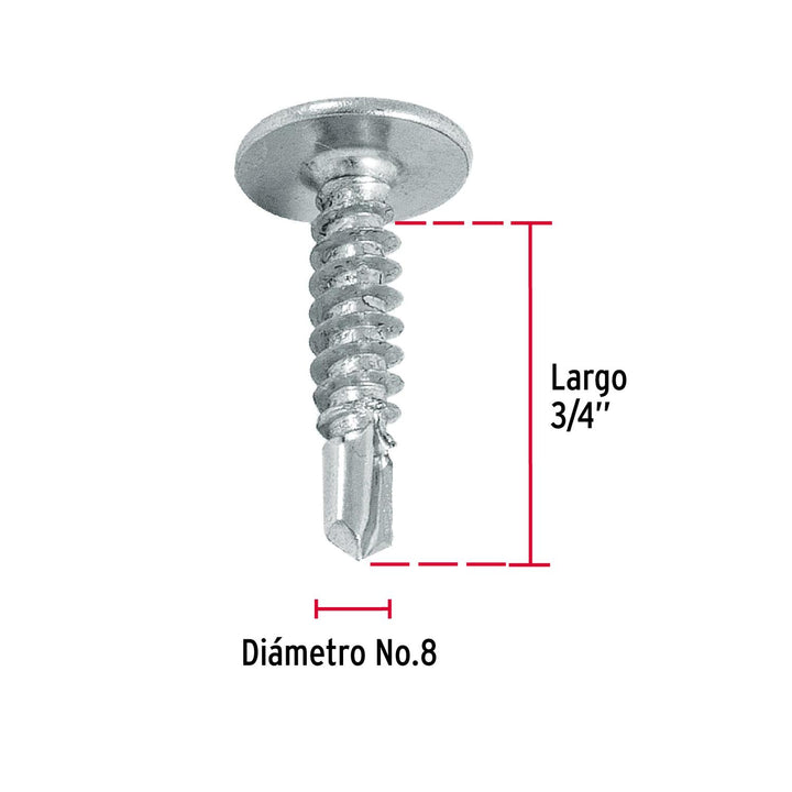 Pija cabeza cruz, punta de broca 3/4", Fiero. Bolsa con 100 pzas. - Mundo Tool 