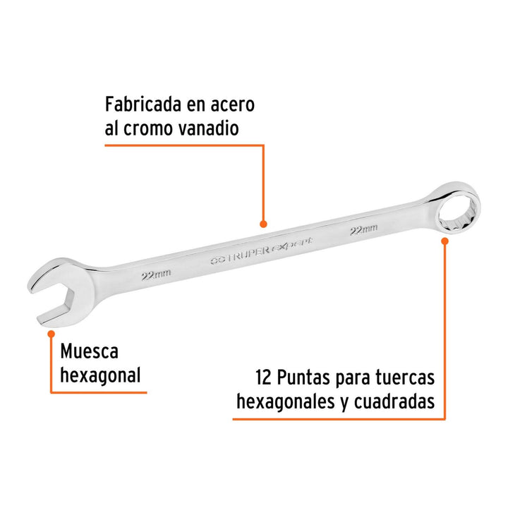 Llave Combinada Extralarga Milimetrica 22 X 319 Mm - Mundo Tool 