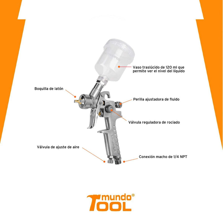 Pistola para pintar de Gravedad De Retoque Serie 40 Truper - Mundo Tool 