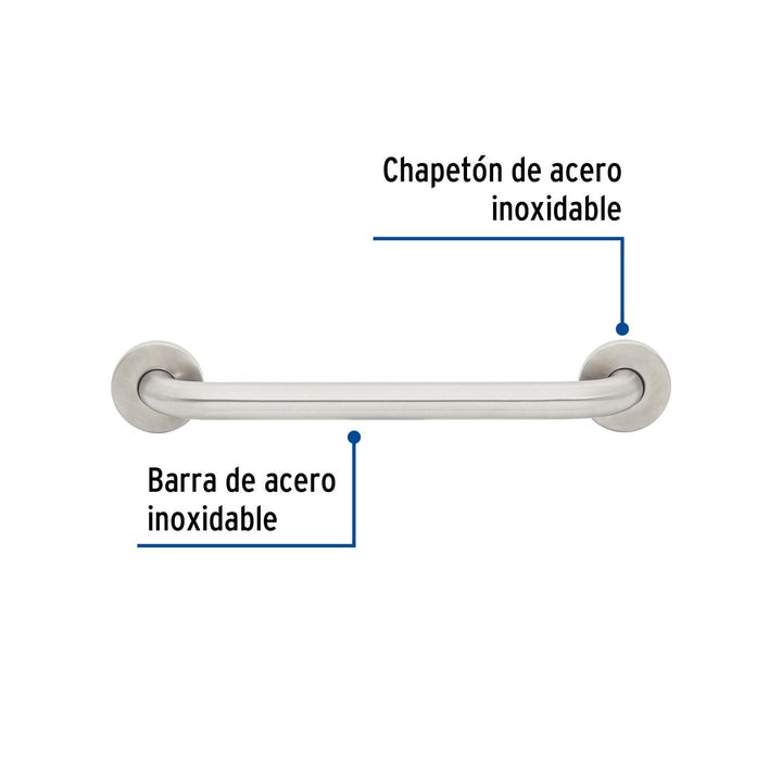 Barra recta de seguridad, acero inox, 1-1/4' x 40cm, Foset - Mundo Tool 