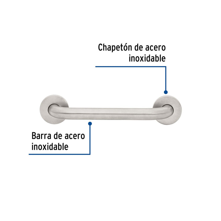 Barra recta de seguridad, acero inox, 1-1/4' x 30cm, Foset - Mundo Tool 