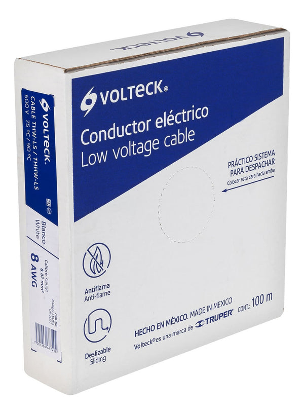 Cable Thhw-ls, 8 Awg, Color Blanco Rollo 100 M Volteck