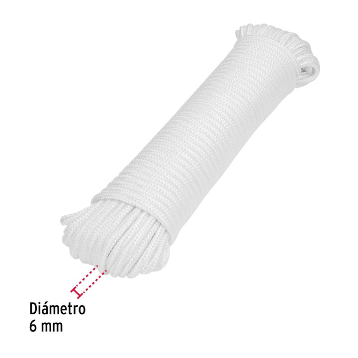 Piola de poliéster diamante de 6 mm x 30 m blanca, Fiero - Mundo Tool 