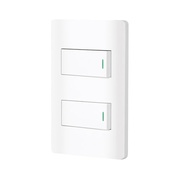 Volteck PA-APDO1-LB, Placa armada blanca con 2 interruptores sencillos línea Lisboa - Mundo Tool 