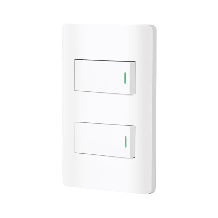 Volteck PA-APDO1-LB, Placa armada blanca con 2 interruptores sencillos línea Lisboa - Mundo Tool 