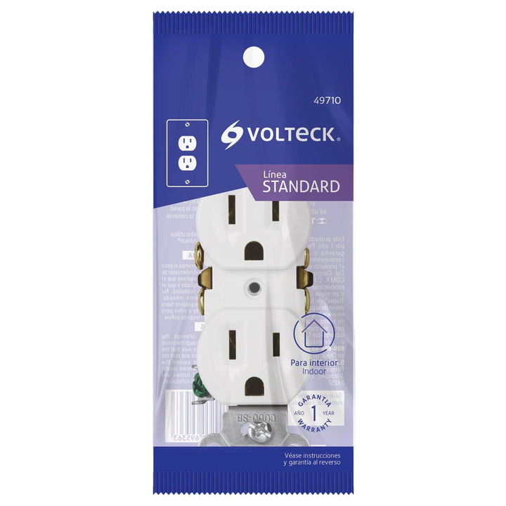 Contacto dúplex, 2 polos 3 hilos, Standard, blanco, Volteck - Mundo Tool 