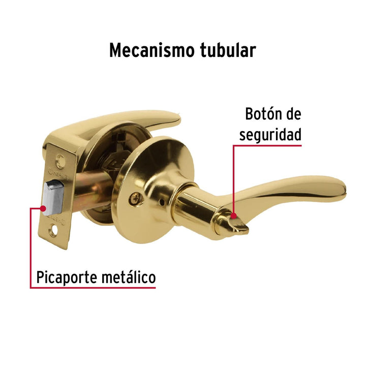 Cerradura Basic manija, cil metal, baño, latón brillante Hermex - Mundo Tool 