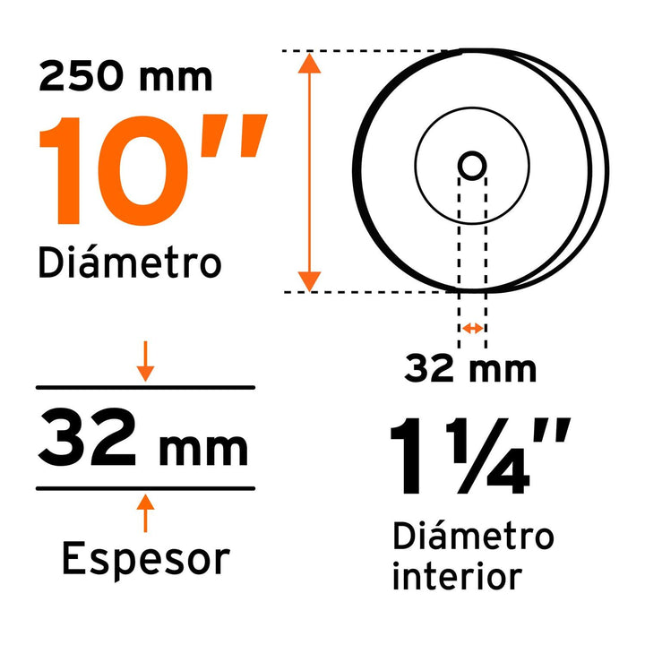Piedra para esmeril 10 X 1-1/4', óxido de aluminio, grano 36 Truper - Mundo Tool 