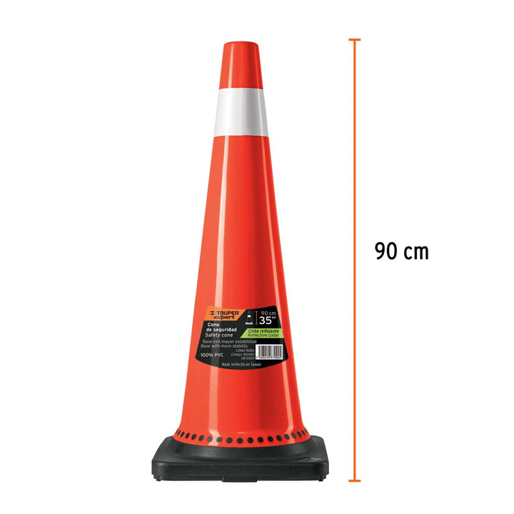 Cono de precaución de 90 cm de PVC con reflejante, Expert - Mundo Tool 