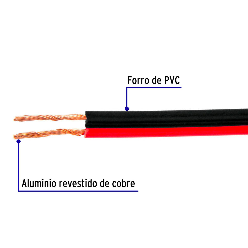Cable polarizado bicolor p/bocina 18 AWG. Rollo de 100 m - Mundo Tool 