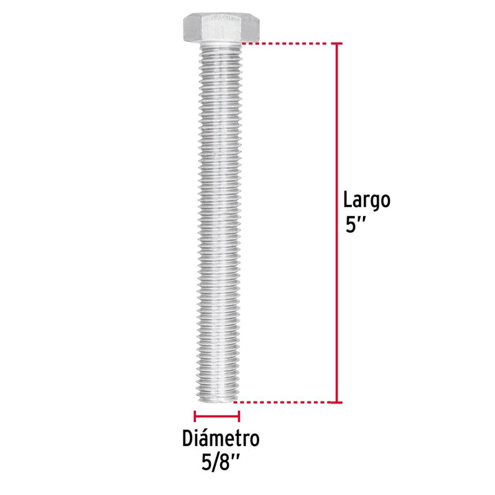 Tornillo tipo máquina, 5/8 x 5', bolsa con 6 pzas Fiero - Mundo Tool 