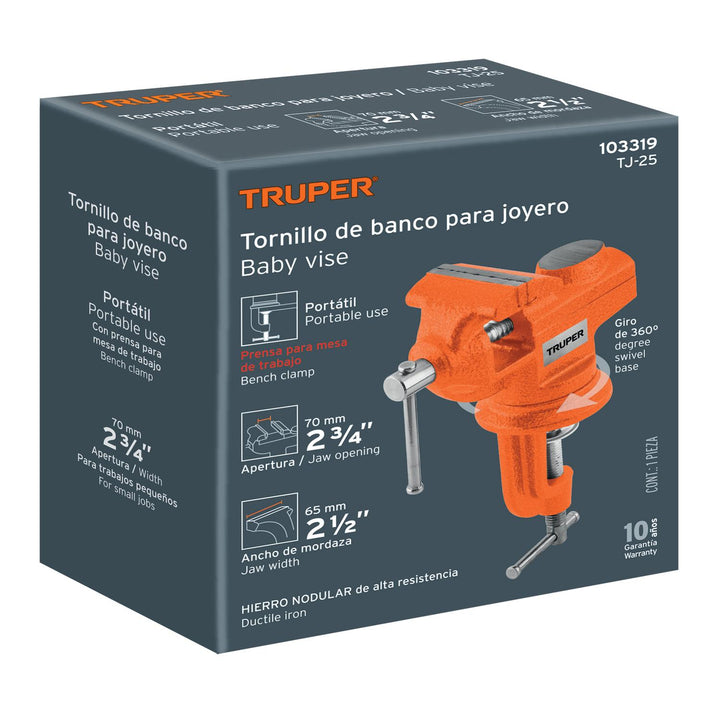 Tornillo de banco 2.5' para joyero, Truper - Mundo Tool 