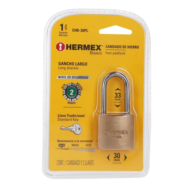 Candado De Hierro 30mm Largo Basic Hermex - Mundo Tool 