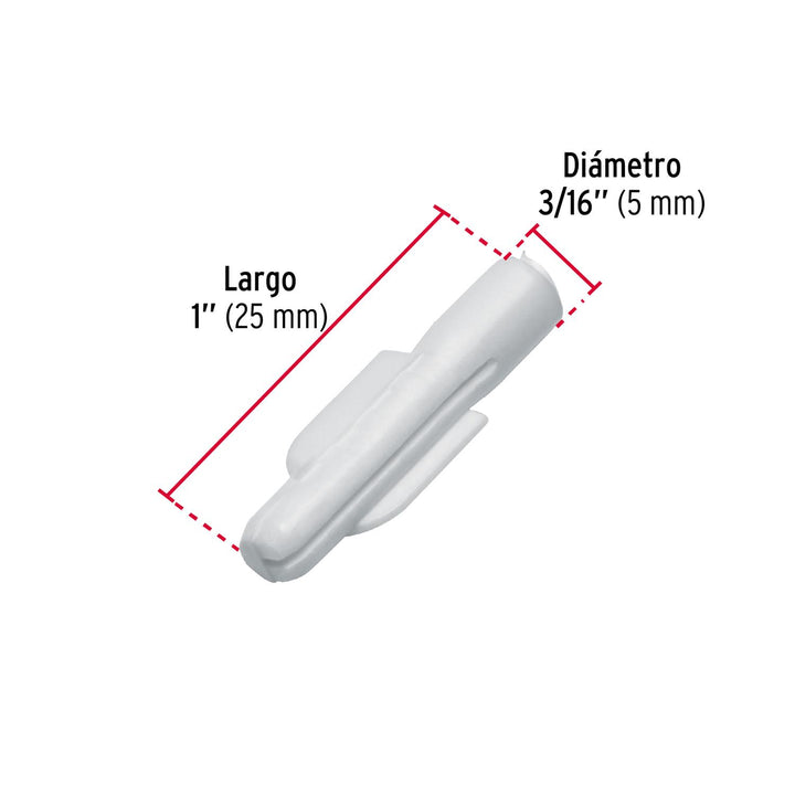 Bolsa con 20 taquetes de plástico 3/16', Fiero - Mundo Tool 