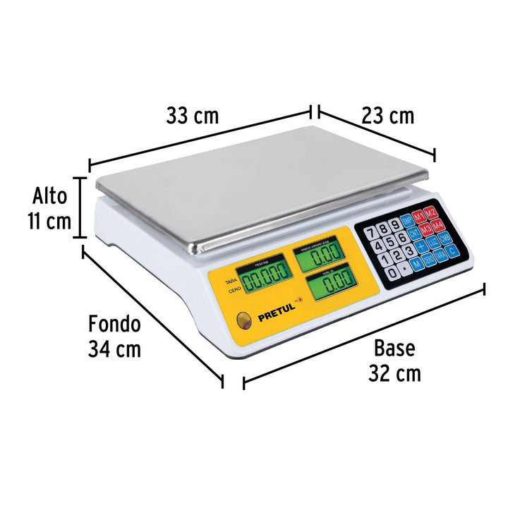 Báscula electrónica multifunciones 40 kg, Pretul - Mundo Tool 