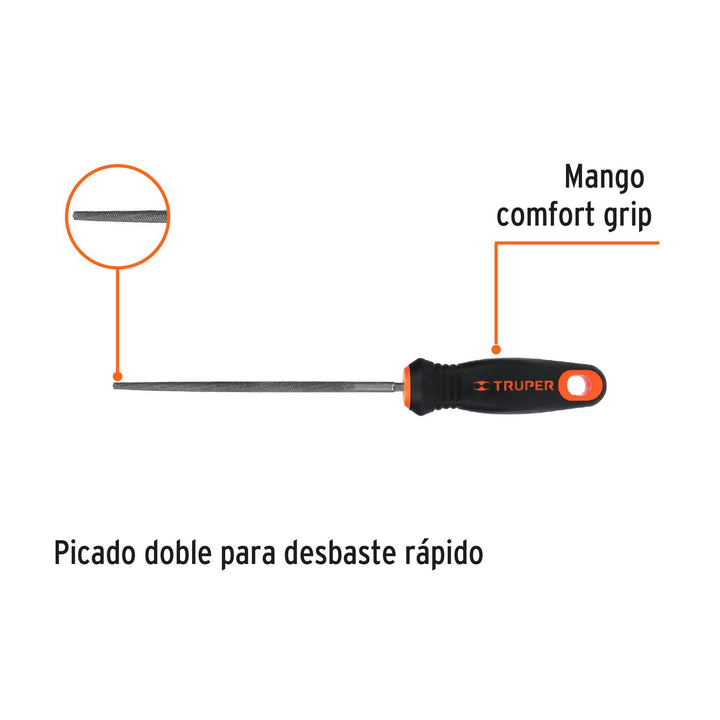Lima redonda, bastarda, 6', con mango doble inyección Truper - Mundo Tool 