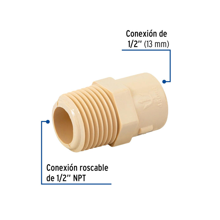 Conector macho de CPVC 1/2", Foset - Mundo Tool 