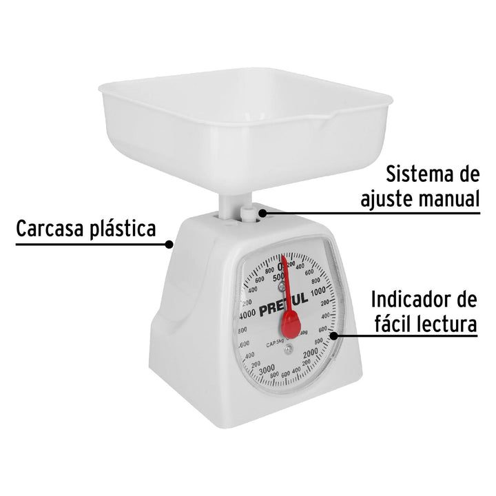 Báscula Mecánica De Cocina Para 5 Kg Pretul - Mundo Tool 